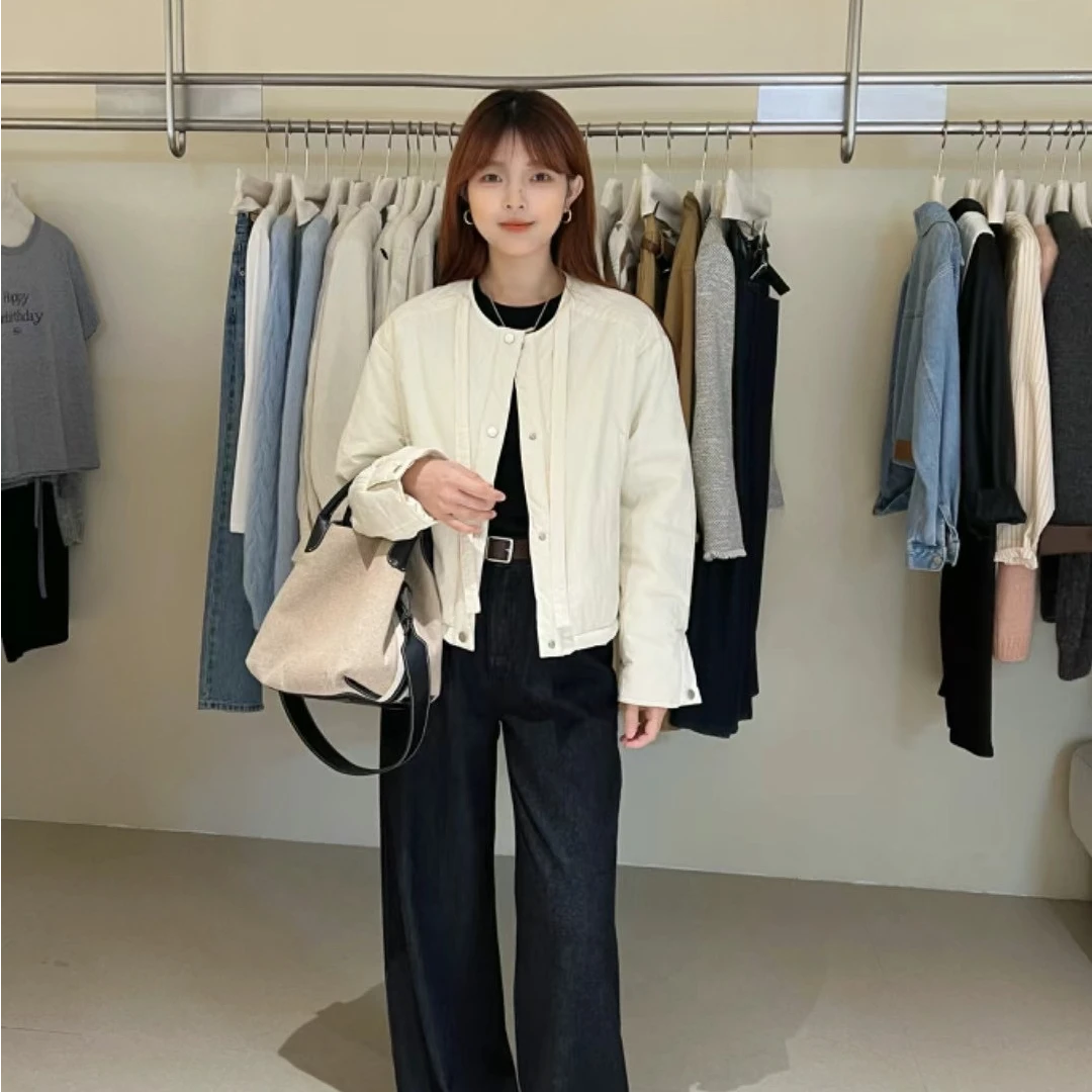 ZHANG&OOVE 韩版宽松百搭短款圆领绑带设计宽松外套 20106