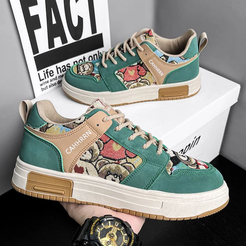 【正品】啄木鸟春季2025青少年透气板鞋休闲百搭厚底学生运动潮鞋