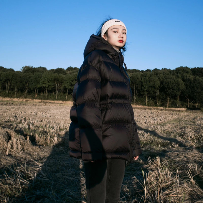 【DHZ】新升级版加厚超轻中长款收腰显瘦泡芙羽绒服女连帽保暖