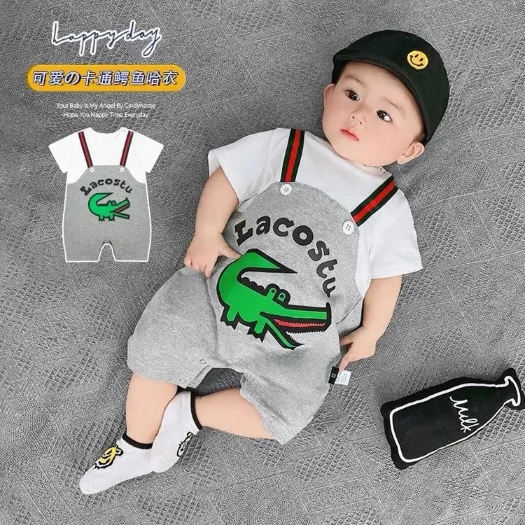 婴儿衣服夏季男女宝宝哈衣爬服新生儿衣服短袖洋气外出服超萌夏装