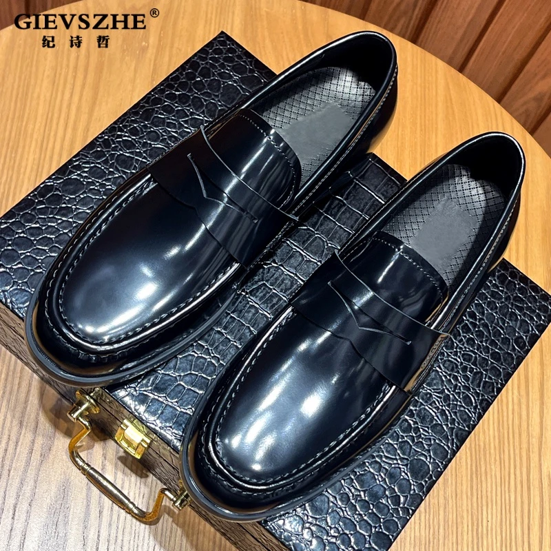 GIEVSZHE/纪诗哲乐福鞋男夏季亮皮高级商务休闲皮鞋时尚皮鞋百搭