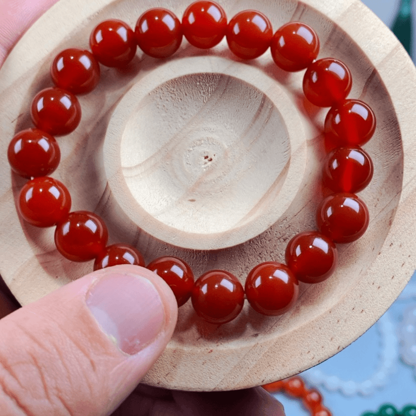 【闪购商品】玛瑙/玉髓手链未镶嵌战国红玛瑙手串10mm