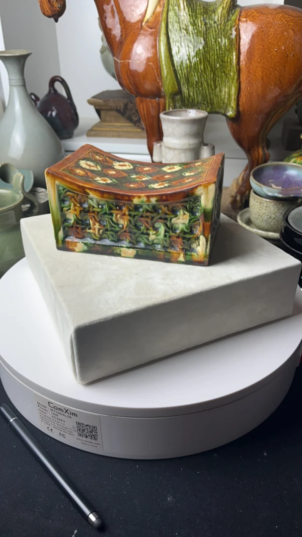 宋三彩脉珍，器型规整精致陶瓷复古老物件中古方形