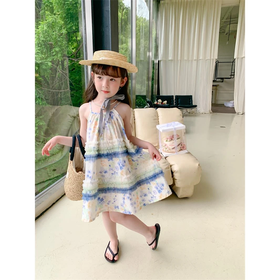 【默认微瑕】2023夏季新款女童时尚洋气穿搭碎花无袖吊带裙63279