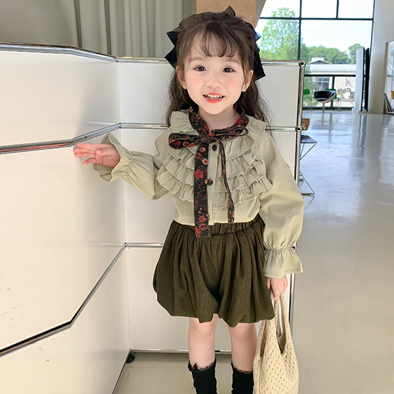 【萌娃国庆穿搭】BBT 秋季女童时尚洋气休闲百搭纯色棉布短裤2212