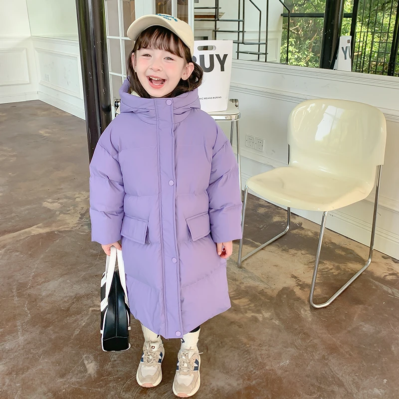 尤画中长款连帽小童女宝保暖加厚羽绒服中长款中大童必备99930