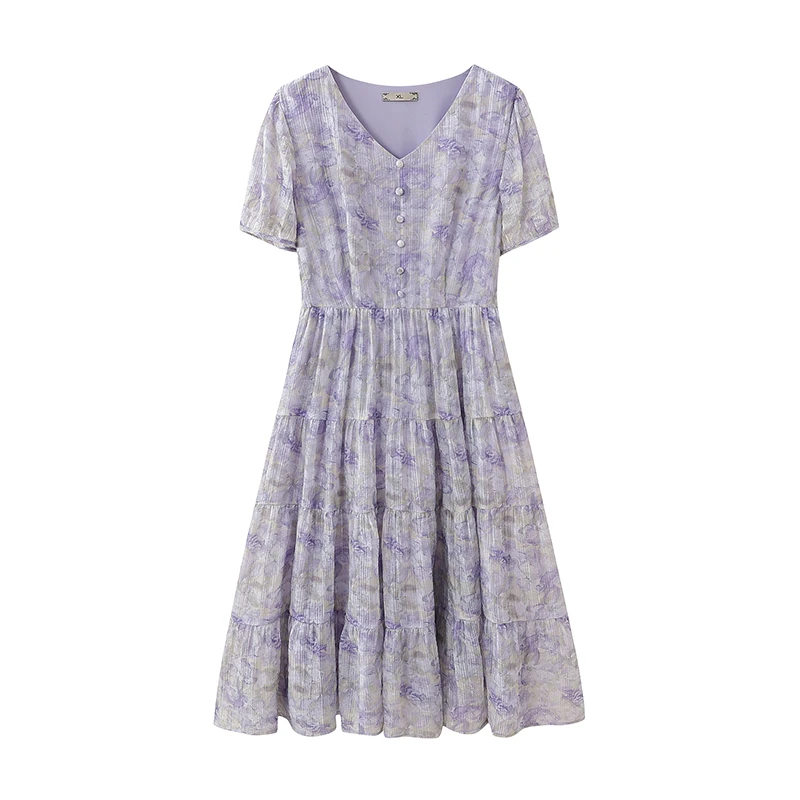 【胖菲】大码女装胖妹妹显瘦夏季法式时尚优雅碎花轻奢连衣裙