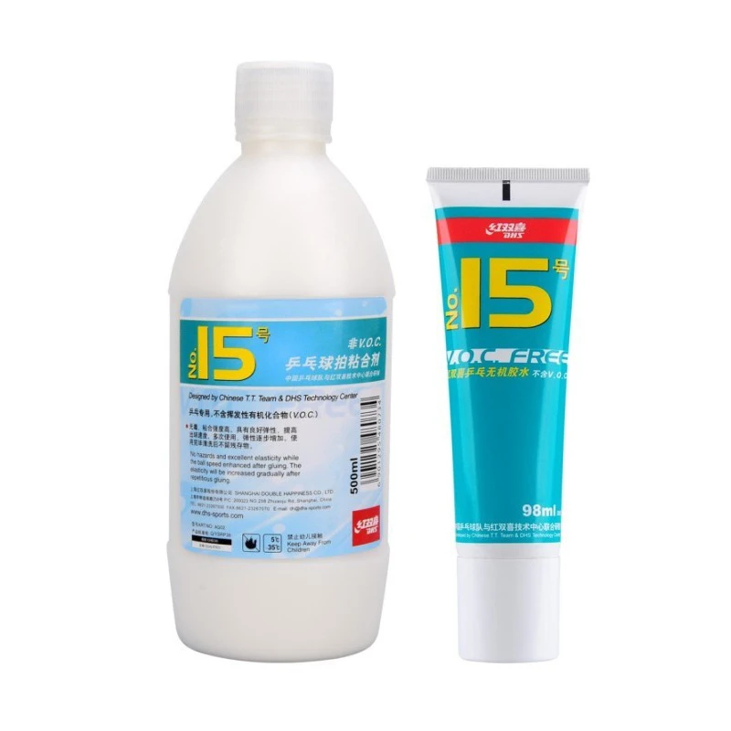 DHS/红双喜乒乓球胶水15号球拍胶皮专用水溶性粘合剂98ML500ML