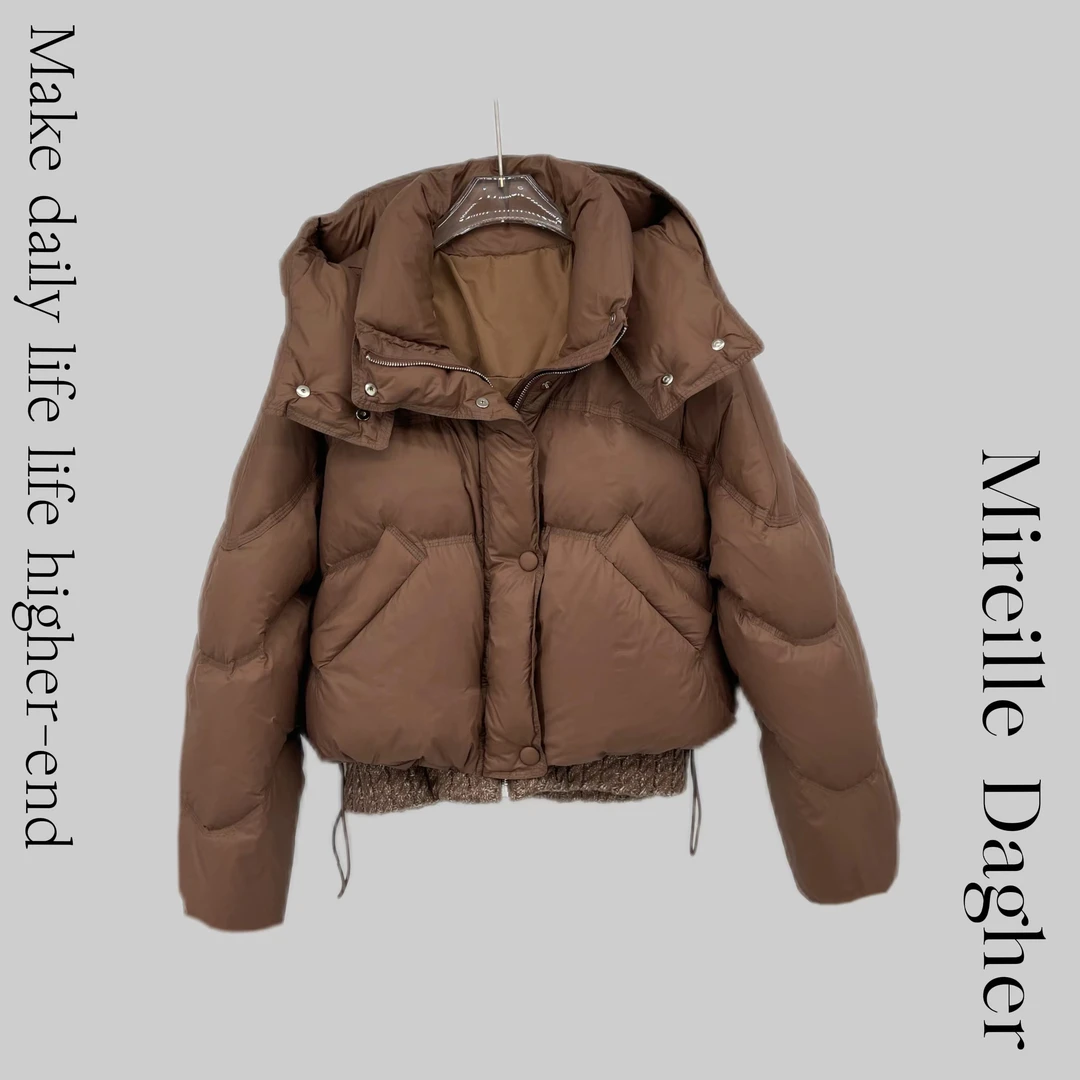 米莱Jiaer/冬季短款连帽保暖加厚面包羽绒服2250119