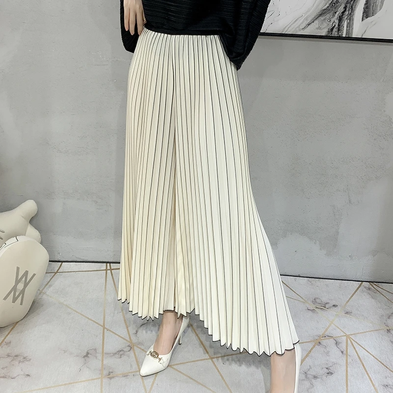 2026年春秋款风琴褶配上衣条纹宽松配裙子休闲裤阔腿裤DCT1087