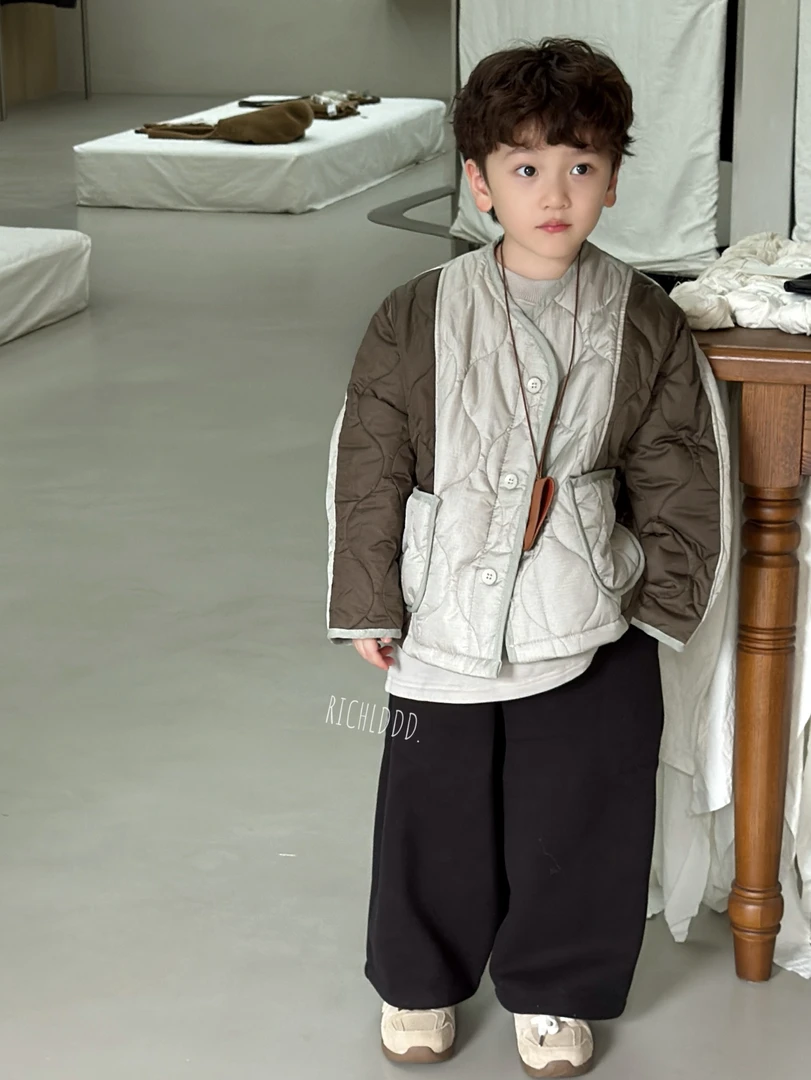 【现货】卤蛋童装：巴黎手工坊 绗线拼色手工棉服男女童16689