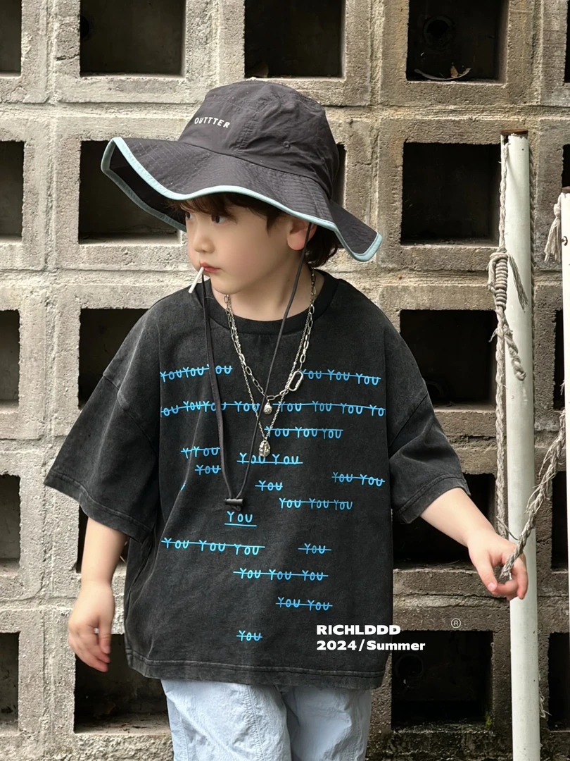 NO退NO换【字我介绍】字母砂洗短袖儿童夏季1196