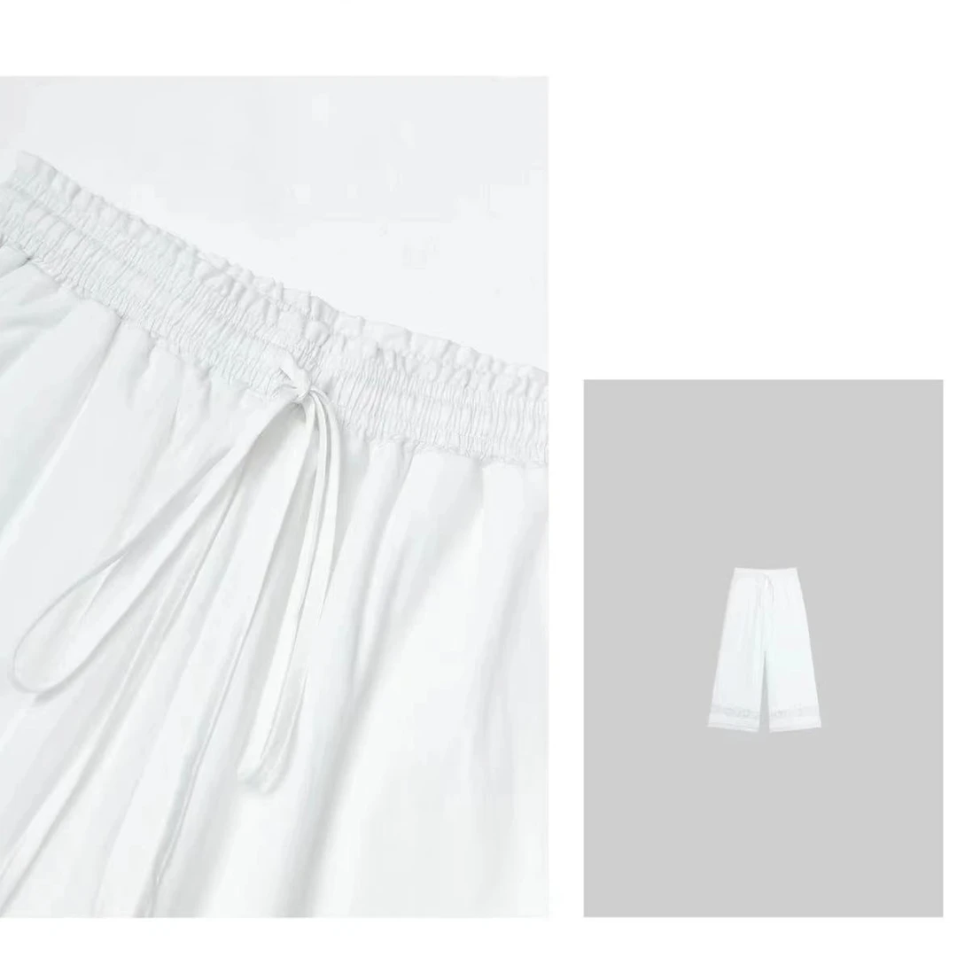 ZHUIMU.【林肯公园】蕾丝拼接设计宽松阔腿裤长裤ZM7333