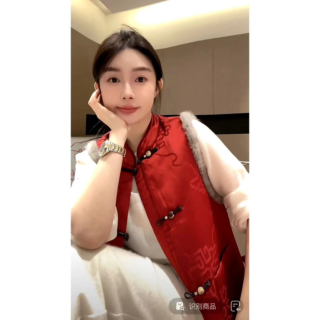 ZHUIMU.【初颜】新中式国风夹棉拼接水貂毛马夹ZM7833