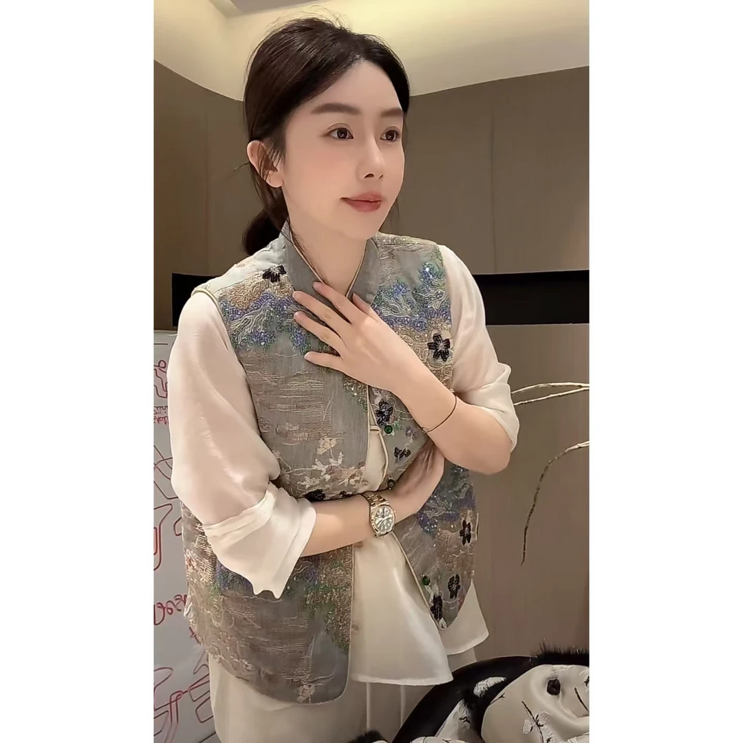 ZHUIMU.【岁秒冬寻】新中式国风重工刺绣立领棉马夹ZM7991.