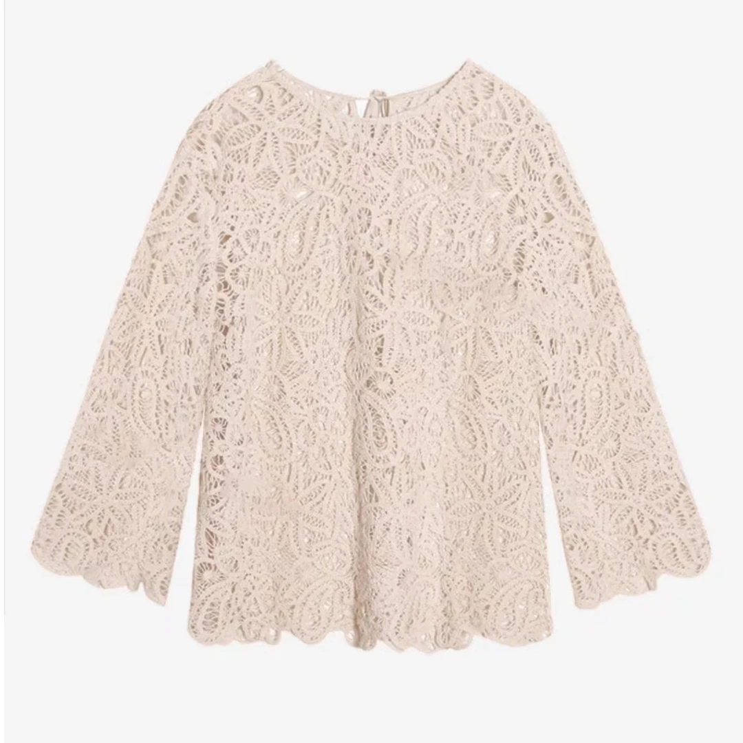 ZHUIMU.【浪漫镂空】宽松百搭镂空绳绣罩衫重工精致通透上衣ZM7375