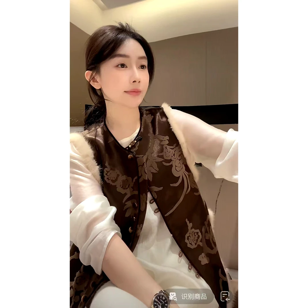 ZHUIMU.【青花瓷】新中式国风提花拼接复古马夹ZM7771