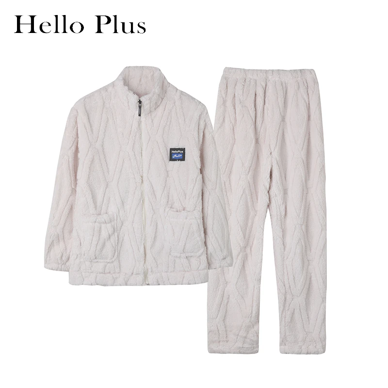 （小赵）冬季新款加绒保暖睡衣套装情侣款家居服-M58S18