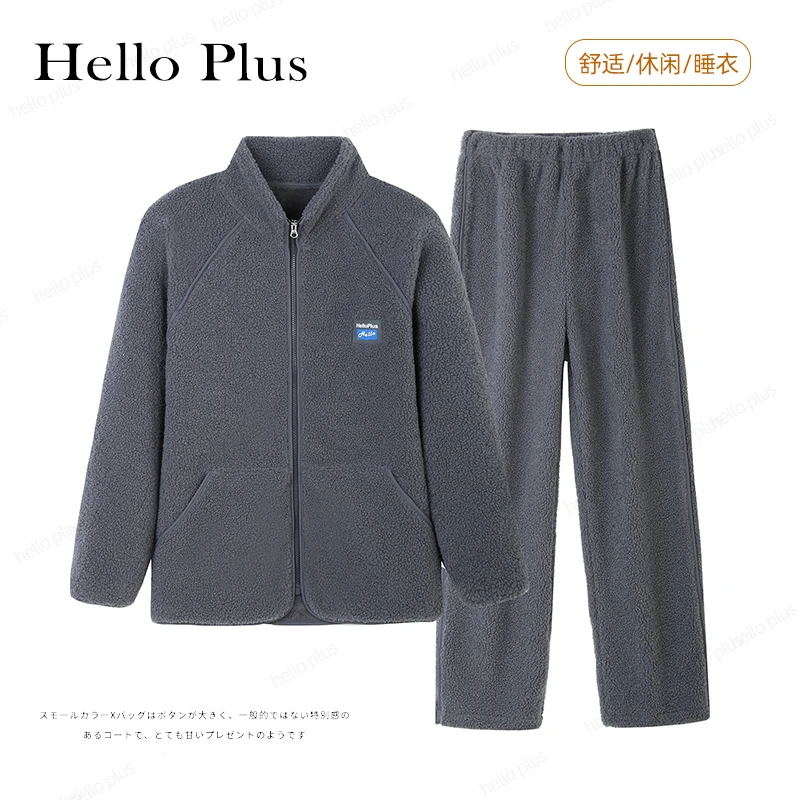 (小赵新款)冬季新款加绒保暖睡衣套装情侣款家居服-M58S22