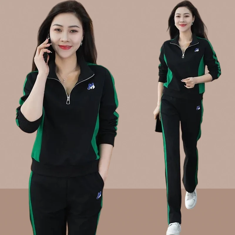 休闲运动服套装女士春秋季2024年春秋新款时尚卫衣阔腿裤两件套