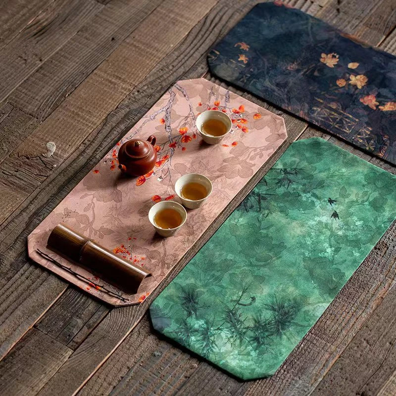 手工香云纱高端桌旗中式禅意垫子茶巾桌布干泡垫