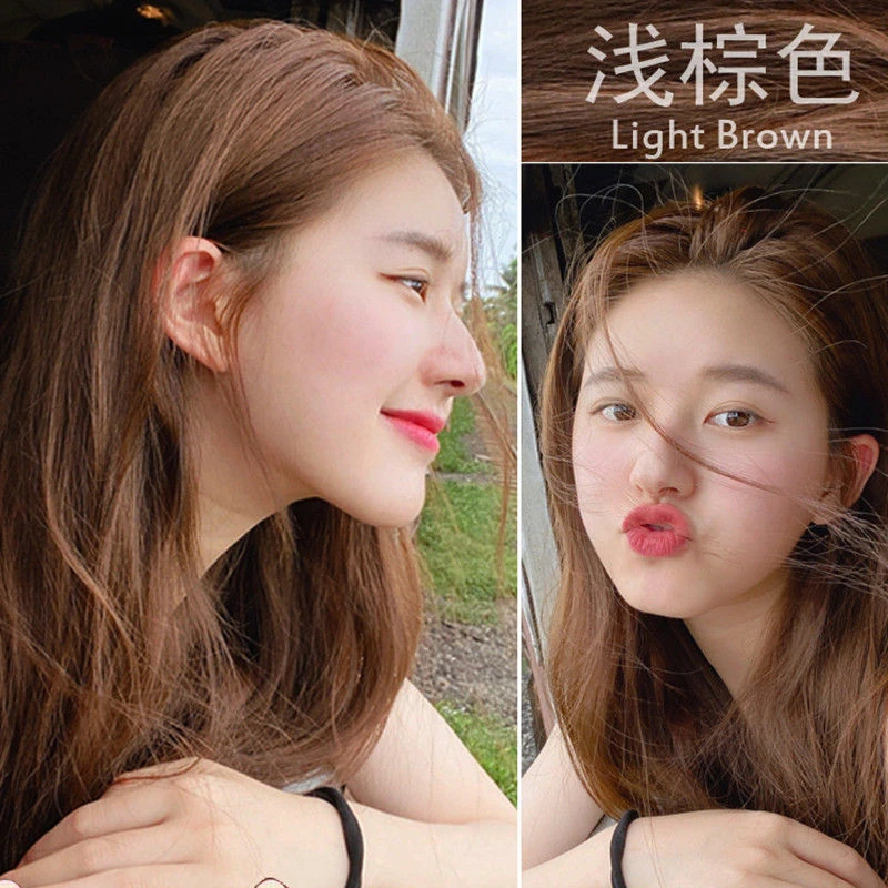 浅棕色染发剂2024流行色显白女植物纯粉棕黑茶色理发店专用染色膏