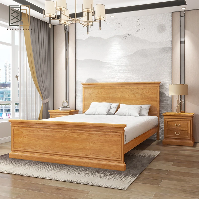 爽快北美樱桃木缤纷世界现代实木双人床（五尺床/六尺床）