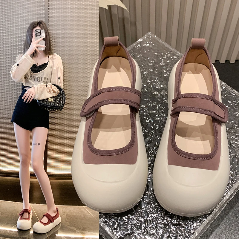 小众复古厚底休闲板鞋女款玛丽珍鞋浅口单鞋2024春季透气新款平跟