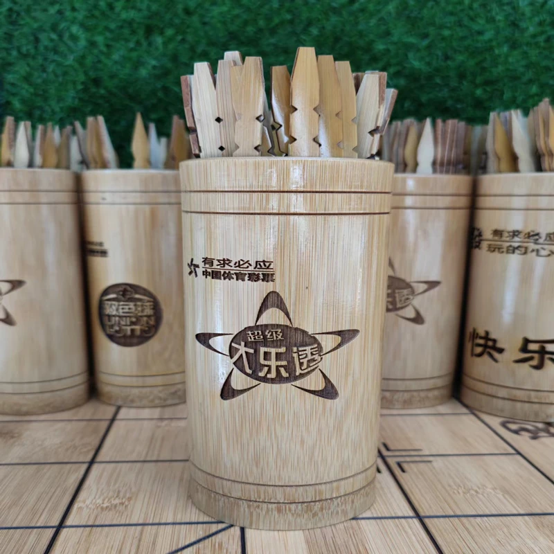 高档商用新中式双色球彩票号码签笔筒竹签快选号签摆件创意多功能