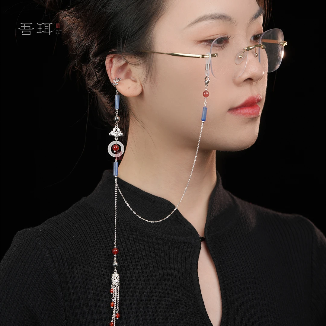 吾珥 非金属硅胶耳饰 【至初】新中式小众设计单边双边眼镜链耳骨夹