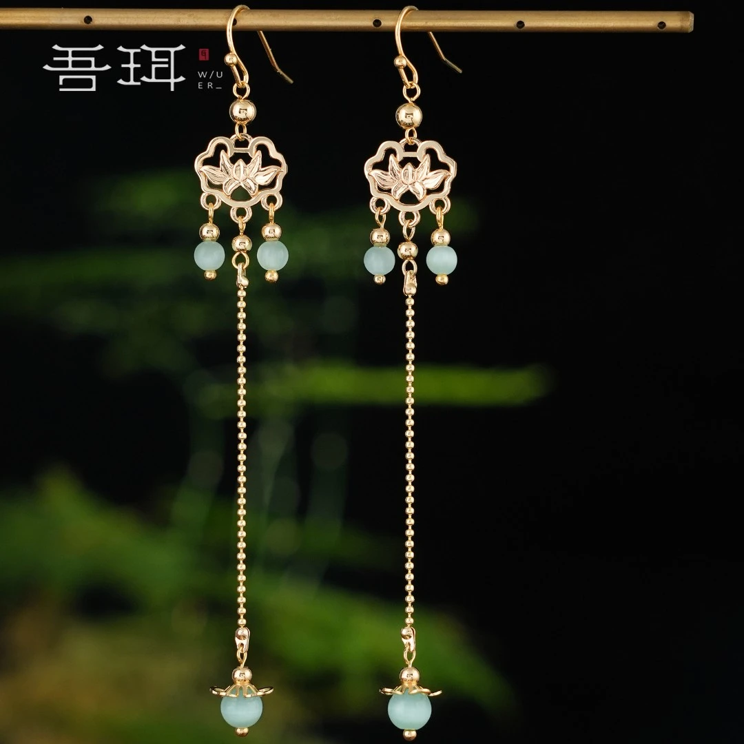 吾珥 铜合金耳饰 春江水系列·耳钩/WEEG03 原创设计新中式国风绿