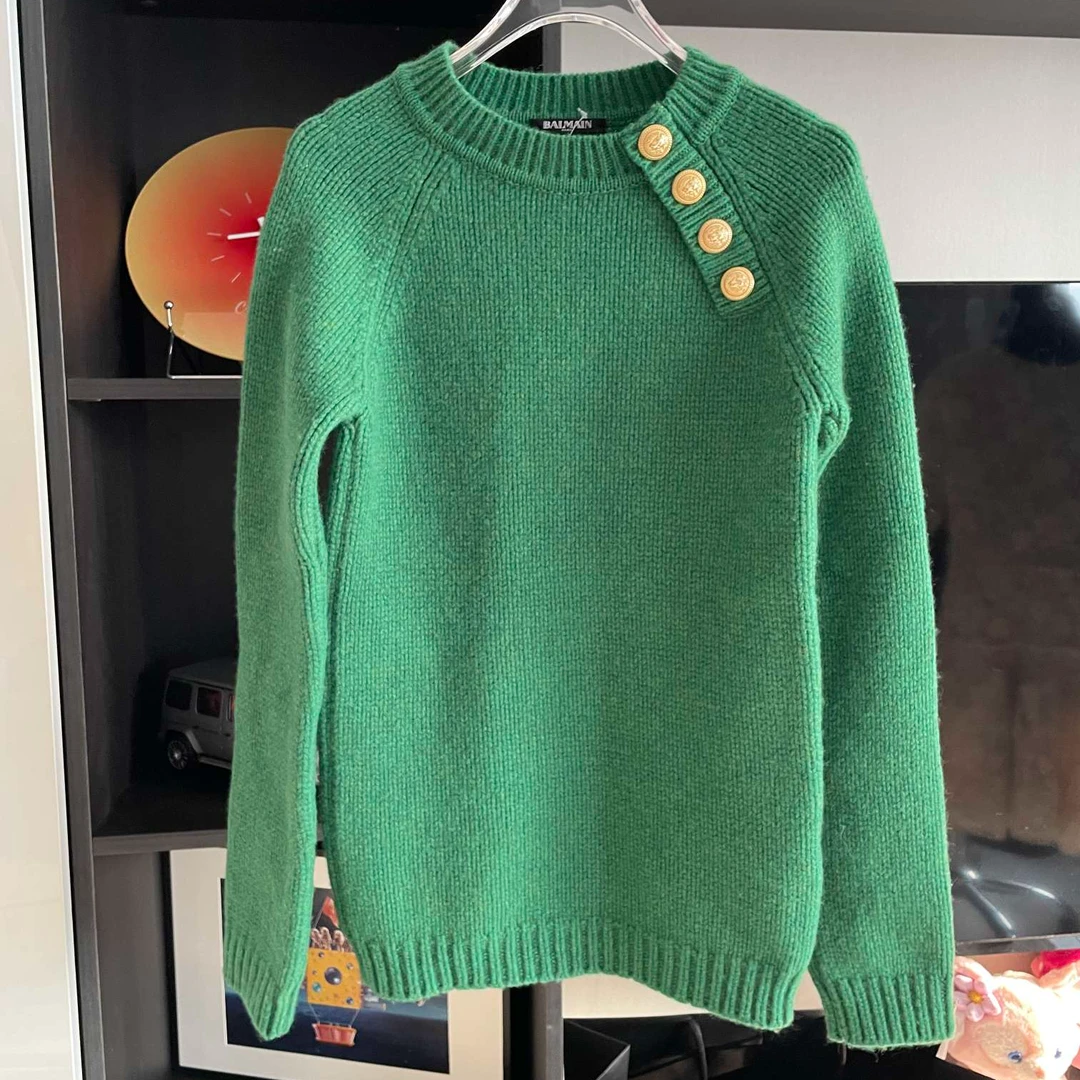 BALMAIN/巴尔曼经典款 绿色毛衣 A340