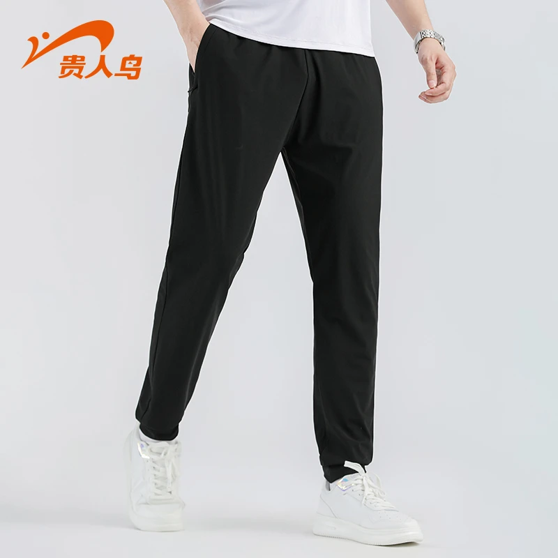 贵人鸟休闲裤男2025秋季薄款速干冰感透气运动针织长裤百搭束脚裤