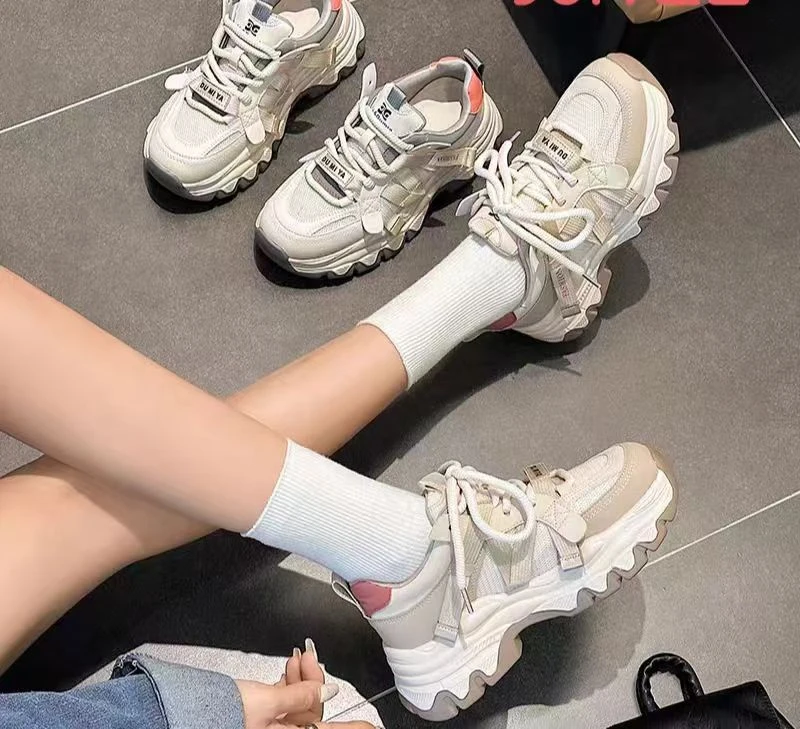 春夏季新款时尚百搭网面透气潮流ins厚底增高女士女款老爹鞋.5502