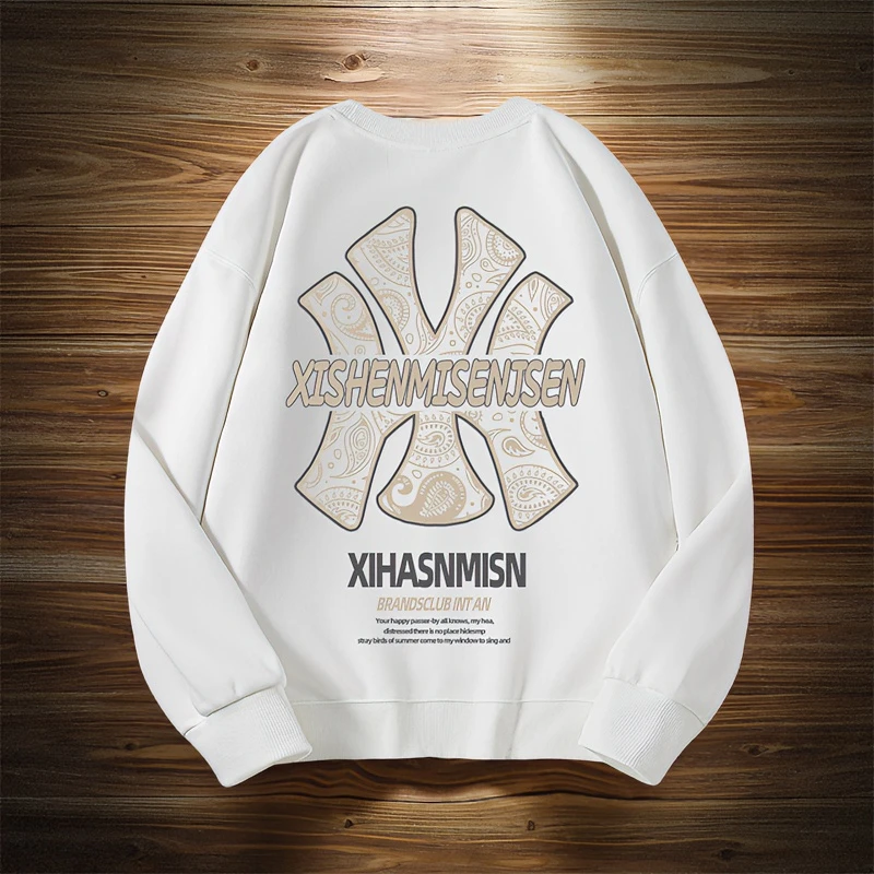 春秋圆领卫衣运动男女休闲宽松潮流印花长袖T恤打底衫情侣款上衣