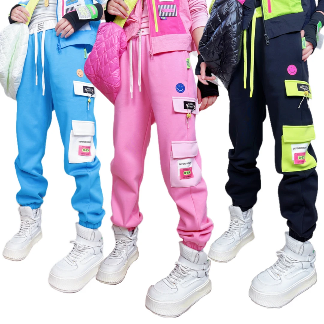 A678春秋百搭神裤潮牌宽松显瘦撞色时尚直筒长裤纯棉卫裤休闲裤女