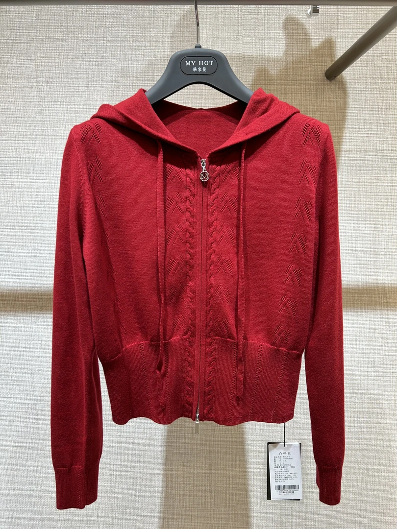 H731313958秋冬新款针织开衫连帽外套时尚休闲百搭