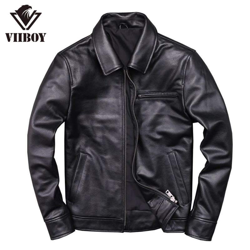 真皮皮衣男士头层牛皮翻领皮夹克短款修身时尚简约休闲皮外套帅气