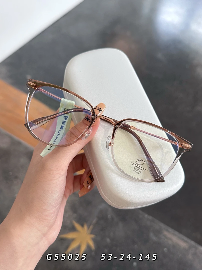 【新款】G55055韩版网红方圆脸时尚潮流高度数可配度数超轻镜框蓝光