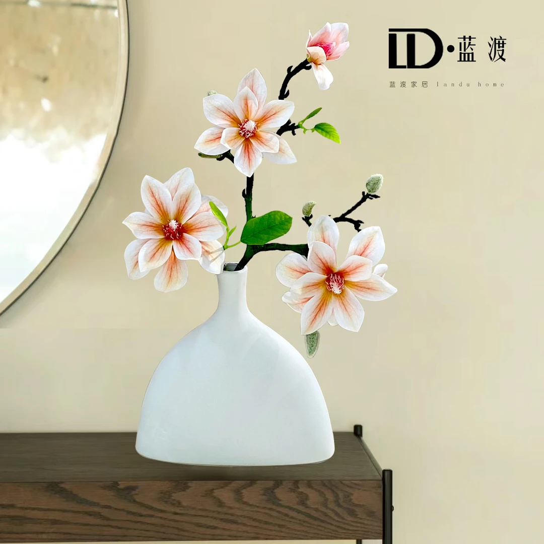 【粉丝专享】高档玉兰花新中式禅意摆件仿真花假花客厅餐桌装饰花艺