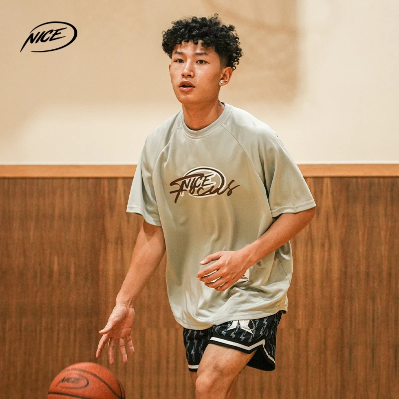 NICEID NICE运动速干短袖宽松篮球短袖超正版型圆领训练T恤