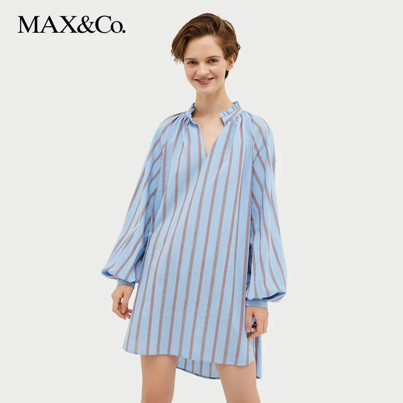 MAX&Co.春夏女装亚麻棉混纺长衫6191014502
