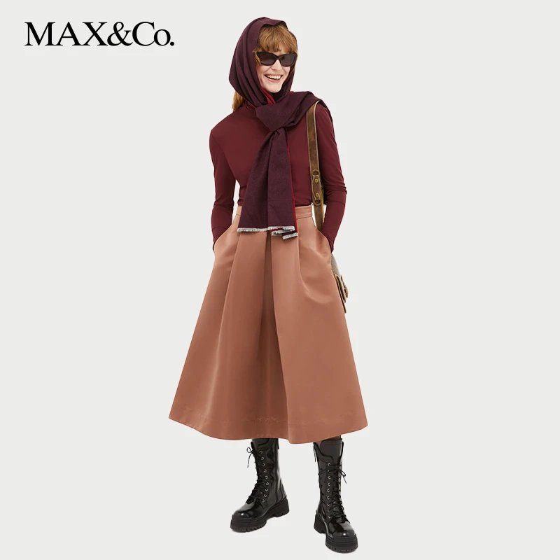 MAX&Co.春夏女装纯色百褶半身裙6101054102