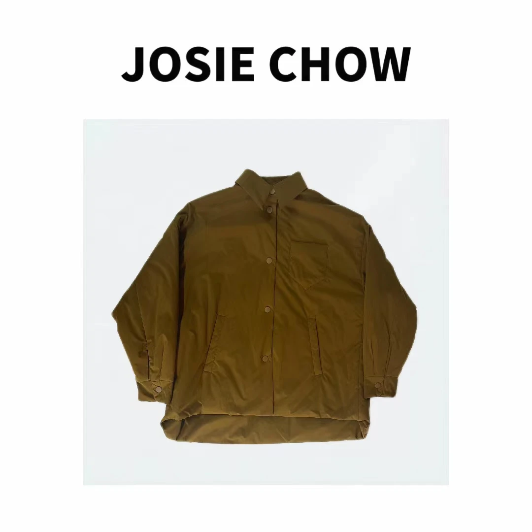 JOSIE CHOW【姜黄】秋冬独特复古翻领保暖棉服外套。Pd483183