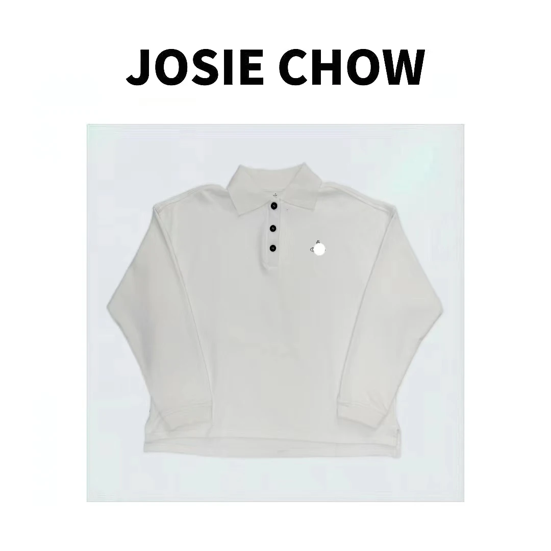 JOSIE CHOW【土星印花】秋冬纯色polo领廓形卫衣。Po441183
