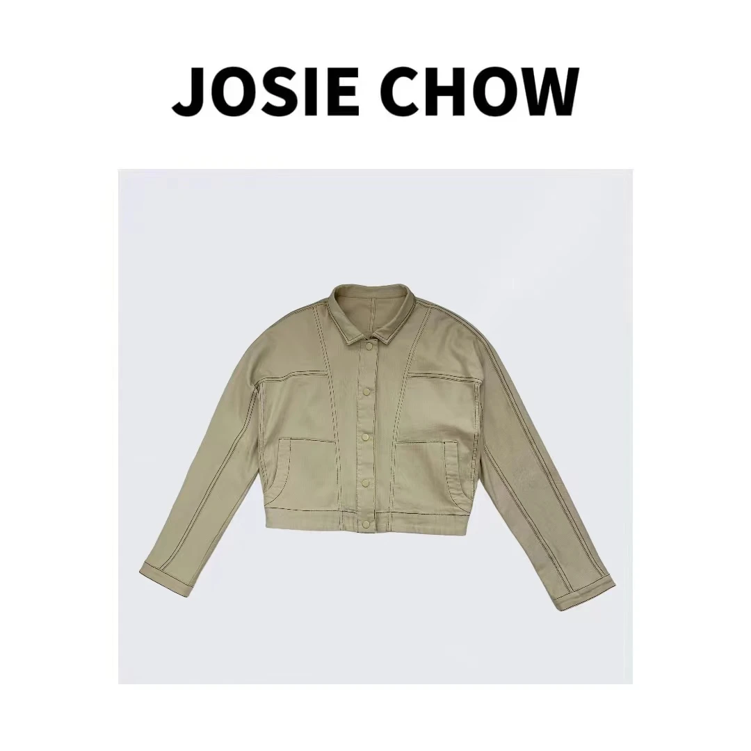 JOSIE CHOW【明线】春季新款斜纹小立领牛仔外套。JC232218