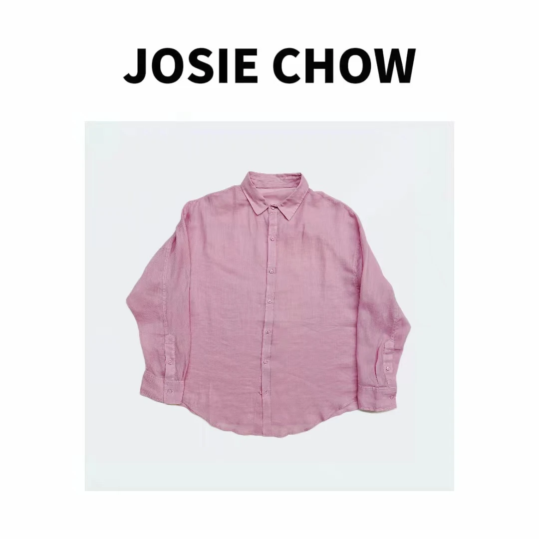 JOSIE CHOW【烟雨粉黛】独特自然色苎麻长袖衬衫。Tg042183