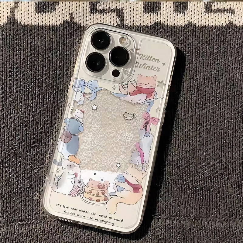 看雪猫咪适用iphone13/14手机壳苹果15pro/12/11华为oppo小米vivo