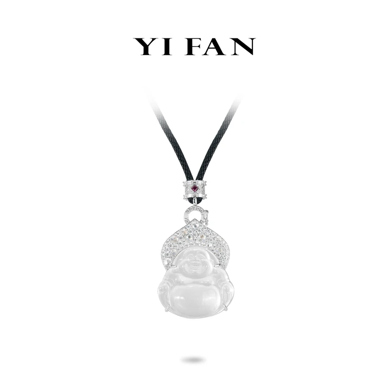 坠链均925银合成锆石 2359--原创佛光普照白色佛公项链（链长80CM