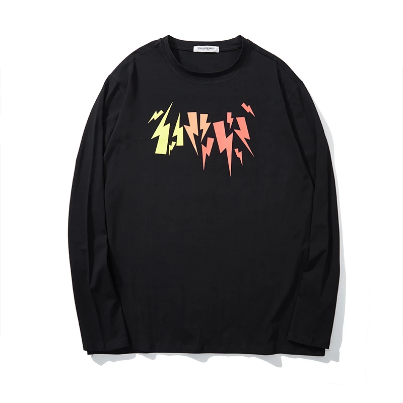 LIUGEJIA/六个加男士潮牌大码宽松春秋印花打底长袖圆领T恤T6538